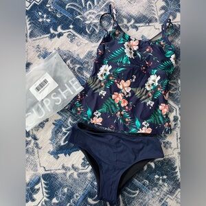 Cupshe Tankini NWT Navy Floral